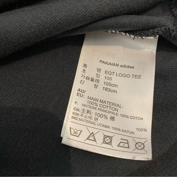 Adidas Equipment Logo Tee Black Size 105 US Large Round Hem - Picture 6 of 9